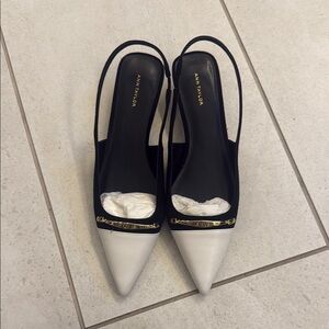 Ann Taylor Black and White Women's Slingback Shoes